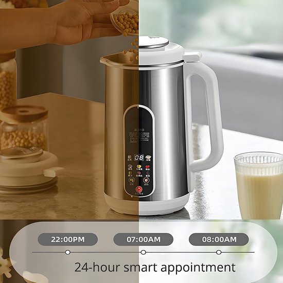 1.2l Soja Milk Machine, Juicer Noot Milk Maker Met 12-mes Snijder, 24 Uur Timer En Houd Warm, Vertraging Start & Auto Clean, Plant Milk Machine Voor Soja, Amandel En Plantaardige Melk van Merkloos — afbeelding 3