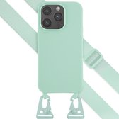 Coque iPhone 14 Pro - Selencia Coque en Siliconen avec cordon détachable - Turquoise