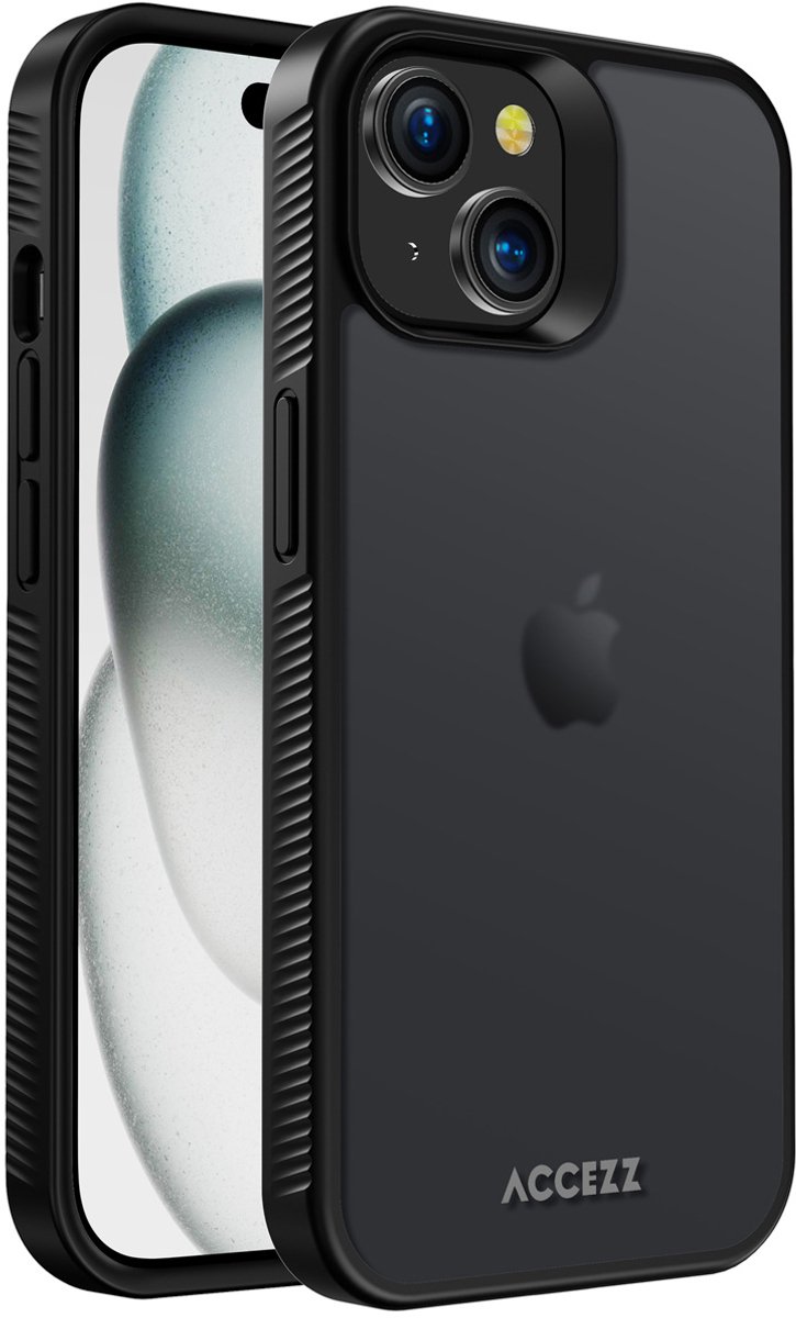 Accezz Hoesje Geschikt voor iPhone 15 Hoesje - Accezz Rugged Frosted Backcover - Zwart