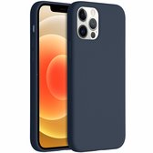 Accezz Hoesje - Geschikt voor iPhone 12 Pro / 12 - Liquid Silicone Backcover - Donkerblauw