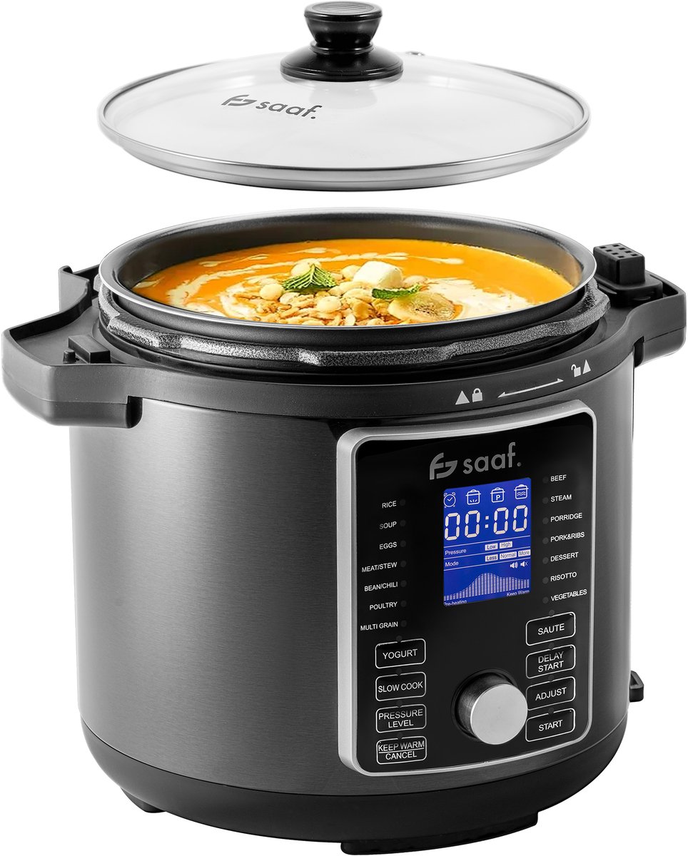 Multicooker Airfryer - 5.8L - PFAS vrij - Slowcooker met timer - Rijstkoker met stomer - Airfryer - Stomer - Snelkookpan - Saaf – foto 6