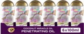 OGX Coconut Miracle Oil Extra Strength Haarolie - Hydraterende Kokosolie voor Droog & Beschadigd Haar - Temt Pluizig Haar & Geeft Glans - 6x100 ml