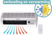 Profile Koelventilator & Keramische Kachel Spica - Aircooler & Verwarming - 1000/2000W - Voor 15m² - 3 Standen - Wandmodel met LED Display, Timer & Afstandsbediening
