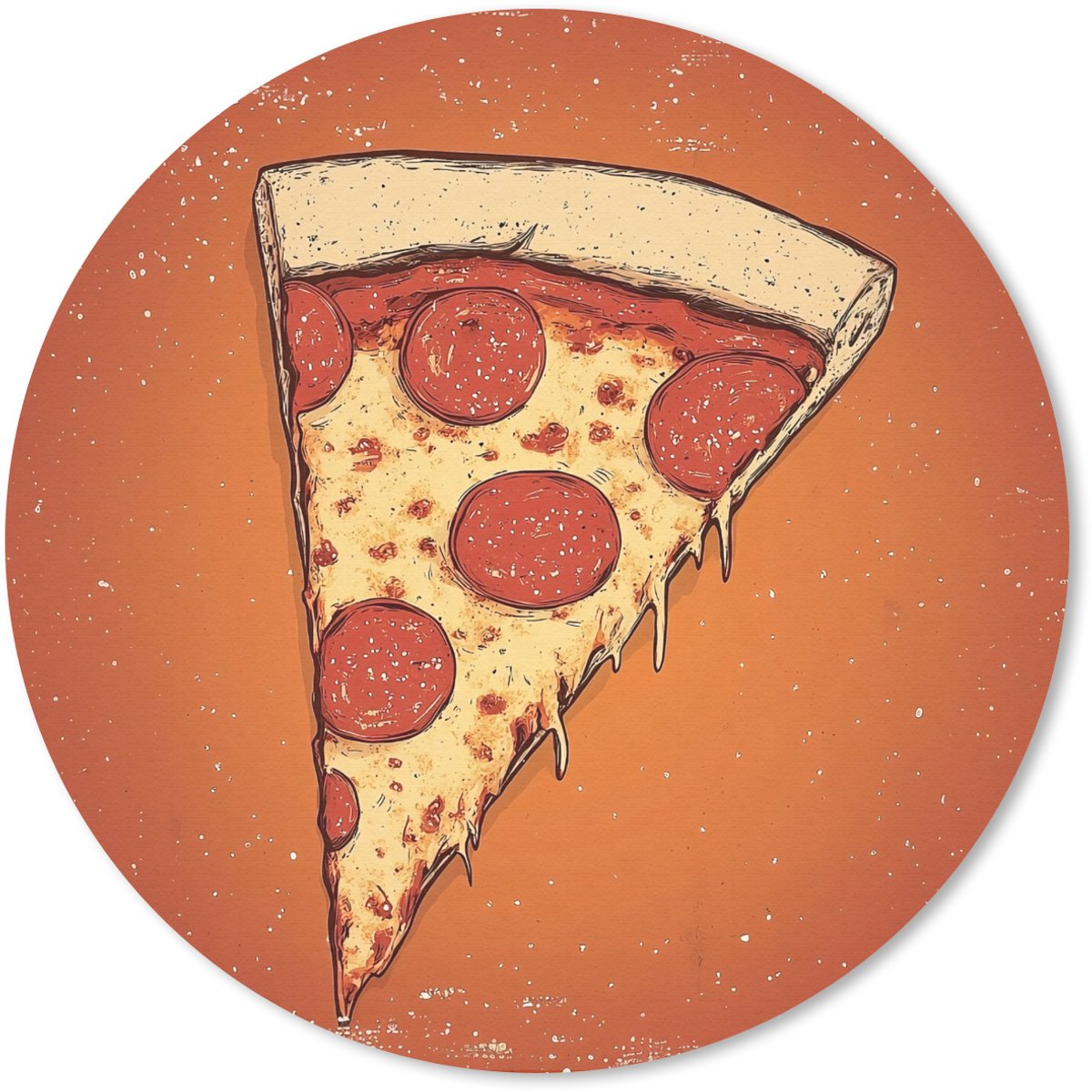Muismat rond 50x50 cm - Mousepad Pizza - Kaas - Rood - Pepperoni - Ronde muismatten