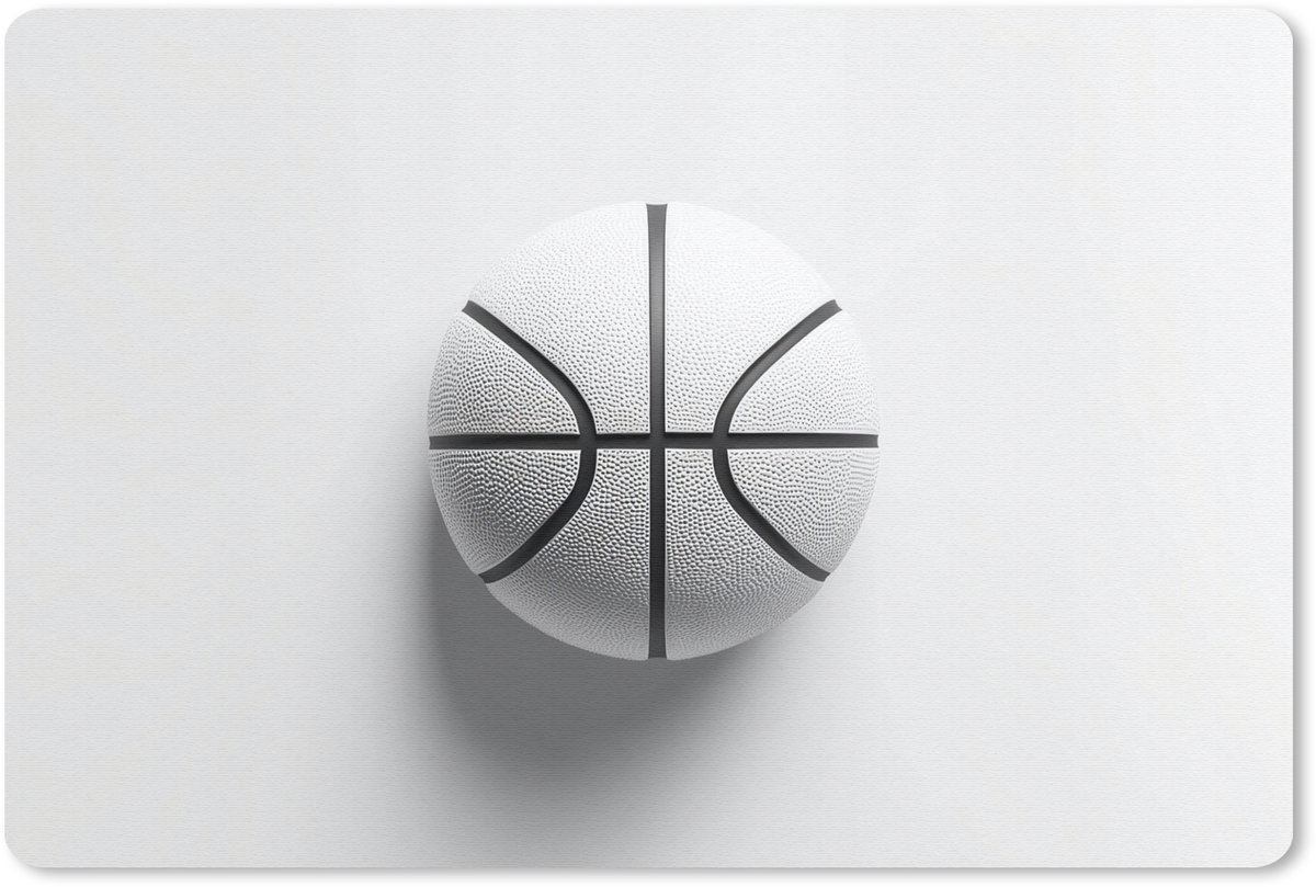 Muismat 27x18 cm - Mousepad Basketbal - Wit - Schaduw - Lijnen - Muismatten