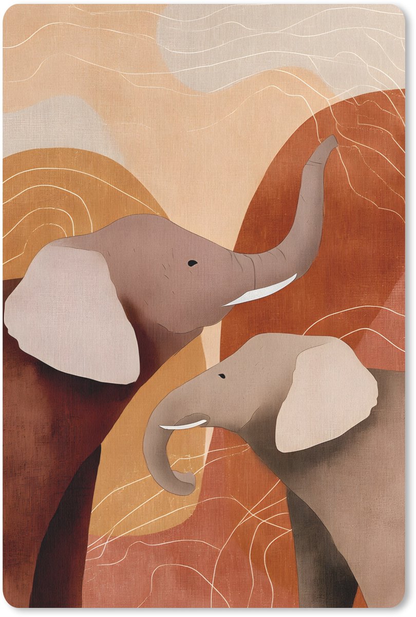 Muismat 18x27 cm - Mousepad Olifanten - Oranje - Abstract - Muismatten