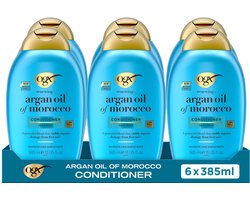 OGX Argan Oil of Morocco Conditioner, Arganolie, Sulfaatvrij, Herstelt Glans & Sterkte, Voor Droog & Futloos Haar, Lichtgewicht Formule, 6x385 ml