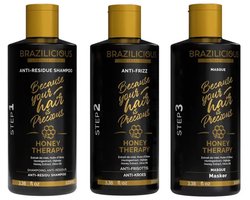 BraziliCious Honey Therapy Keratine Behandeling Kit - Voor alle haartypes - 3x100ml