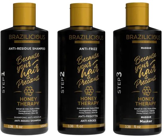 Brazilicious Honey Therapy Keratine Behandeling Kit 3x100ml