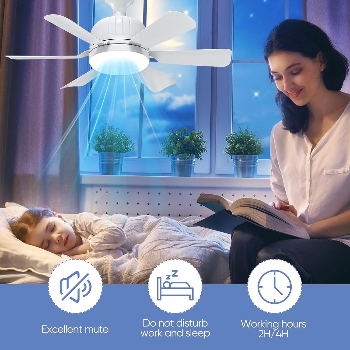 Plafondventilator met verlichting-plafond ventilator afstandbediening-plafondventilator met verlichting-6 blades-3 speed timer-silent 40w dimmable ceiling fan light-50cm thumbnail 2