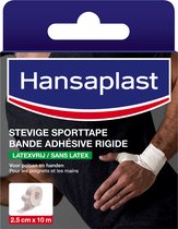 Hansaplast stevige sporttape, 2.5 cm x 10 m, latexvrij, voor polsen en handen.