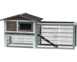 Konijnenhok met ren – Konijnenren voor buiten – Groot konijnenhok 155x53x70 cm – Flamingo Konijnenhok Sunshine Urban Bruin