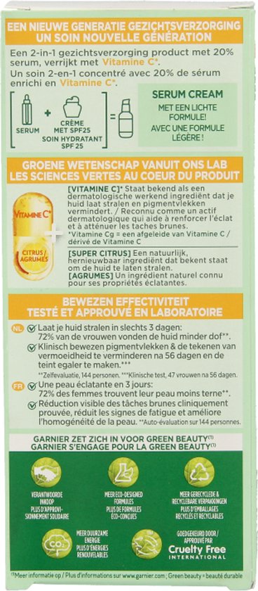 Garnier SkinActive - Glow Booster Serum Cream met Vitamine C* en SPF 25 - 2-in-1 serum & crème - Serum Vitamine C* - Hydrateert & Laat Stralen - 50ml