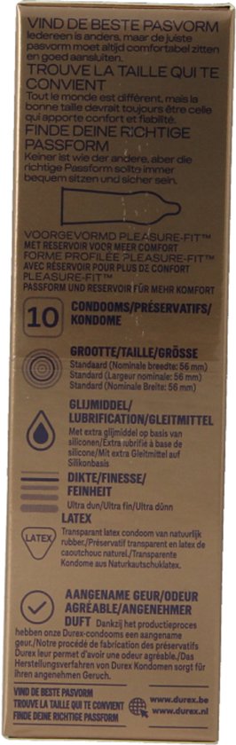 Durex - Condooms Nude Extra Lube - Ultradun - Met extra glijmiddel - 10 stuks