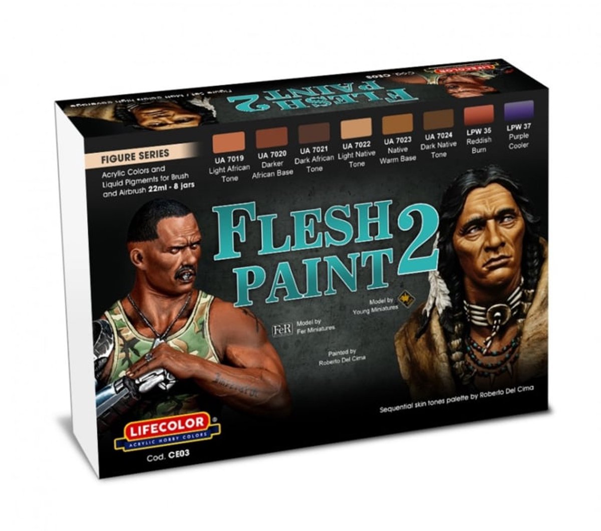 CE03 Lifecolor Flesh Paint 2 (6c Verf + 2x Liquid pigment)