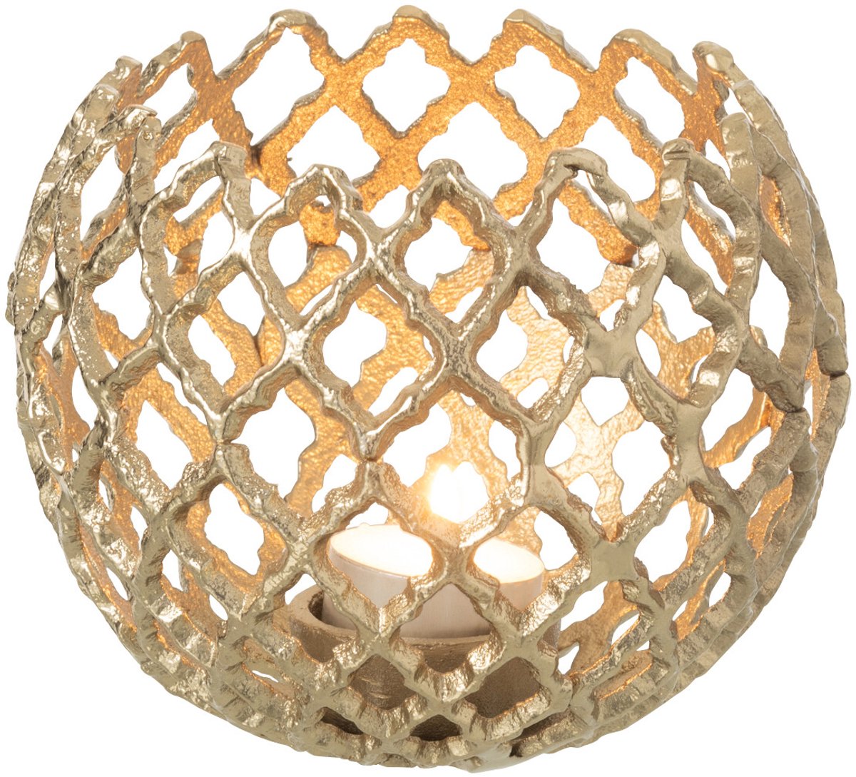 J-Line kaarshouder Blad - aluminium - goud - medium