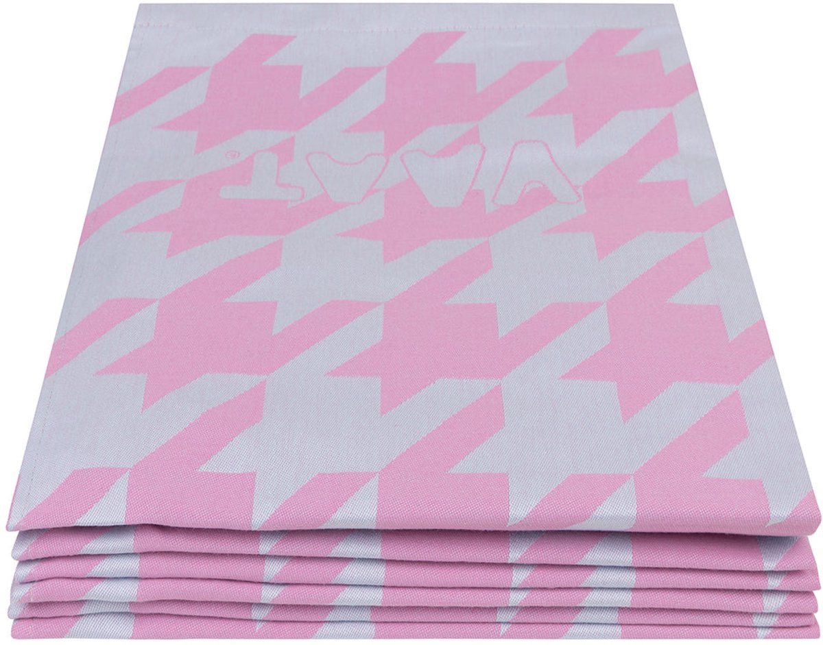 Theedoek pied-de-poule fuchsia / lichtblauw