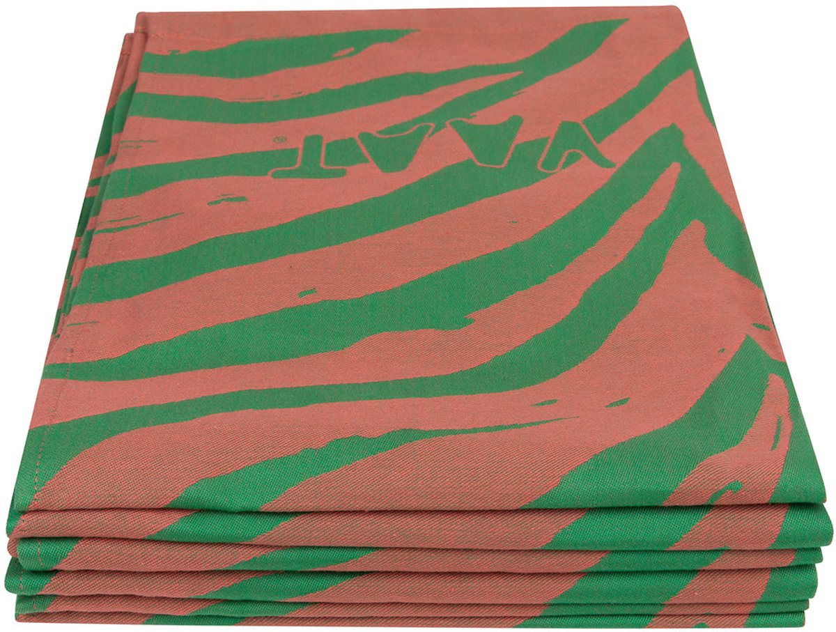Theedoek zebra koraal / groen