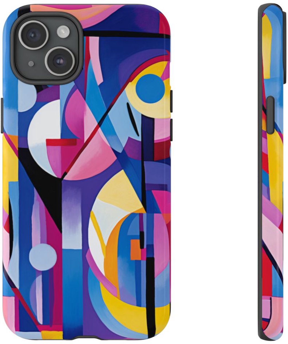 Kleurrijk Abstract Geometrisch Ontwerp – Telefoonhoesje Geschikt voor iPhone 15 Plus