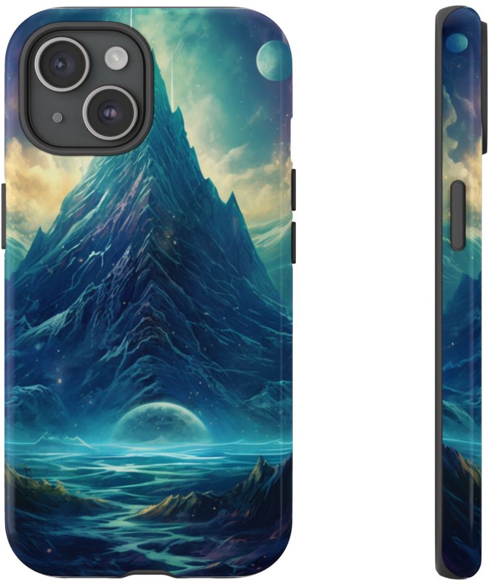 Sprookjesachtig Kosmisch Bergenlandschap – Telefoonhoesje Geschikt voor iPhone 15