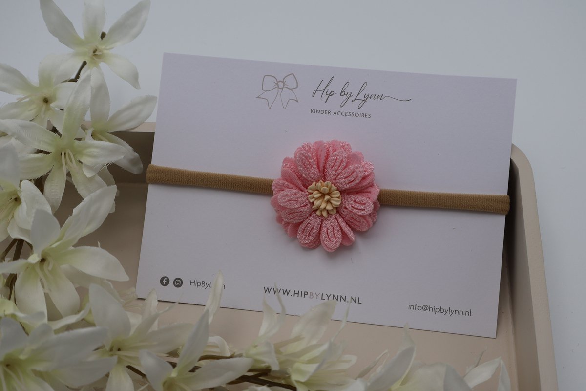 HipByLynn - Haarband Bloem Roze - Haarklem - Kinderaccessoires - Haaraccessoires - Haarband voor meisjes - Haarband voor Baby's