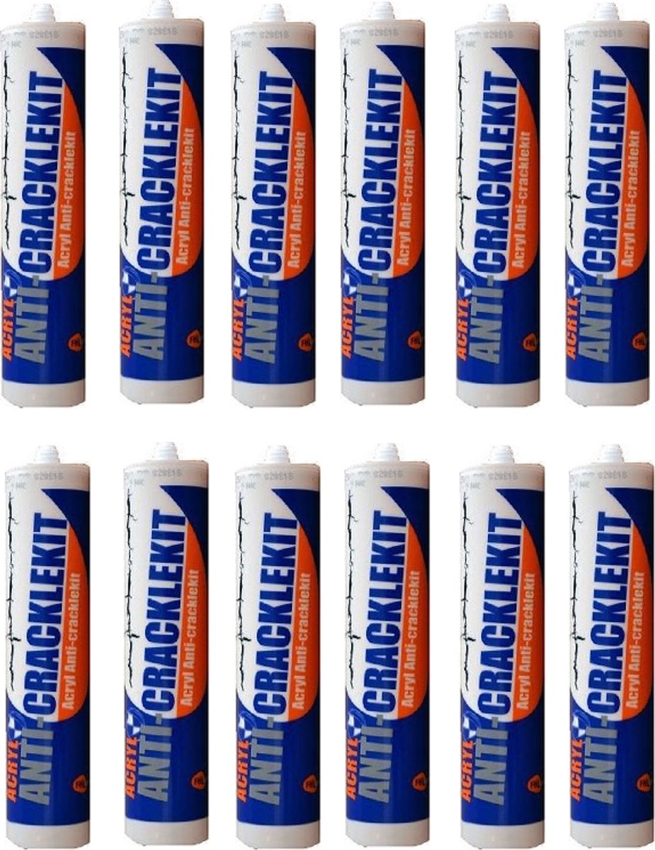 Anti Cracklekit Acryl koker 310ml kleur wit 12 stuks