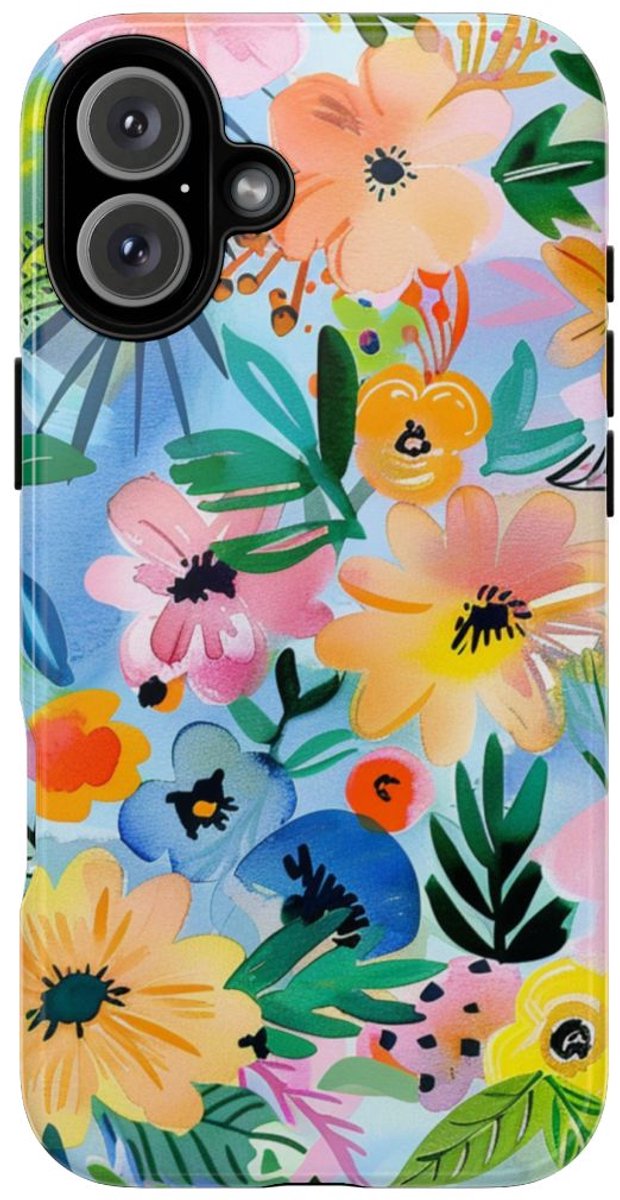 Aquarel Bloemenpatroon – Telefoonhoesje Geschikt voor iPhone 16 Plus