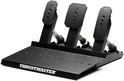 Zwarte metalen Thrustmaster racepedalen met drie pedalen en veren.
