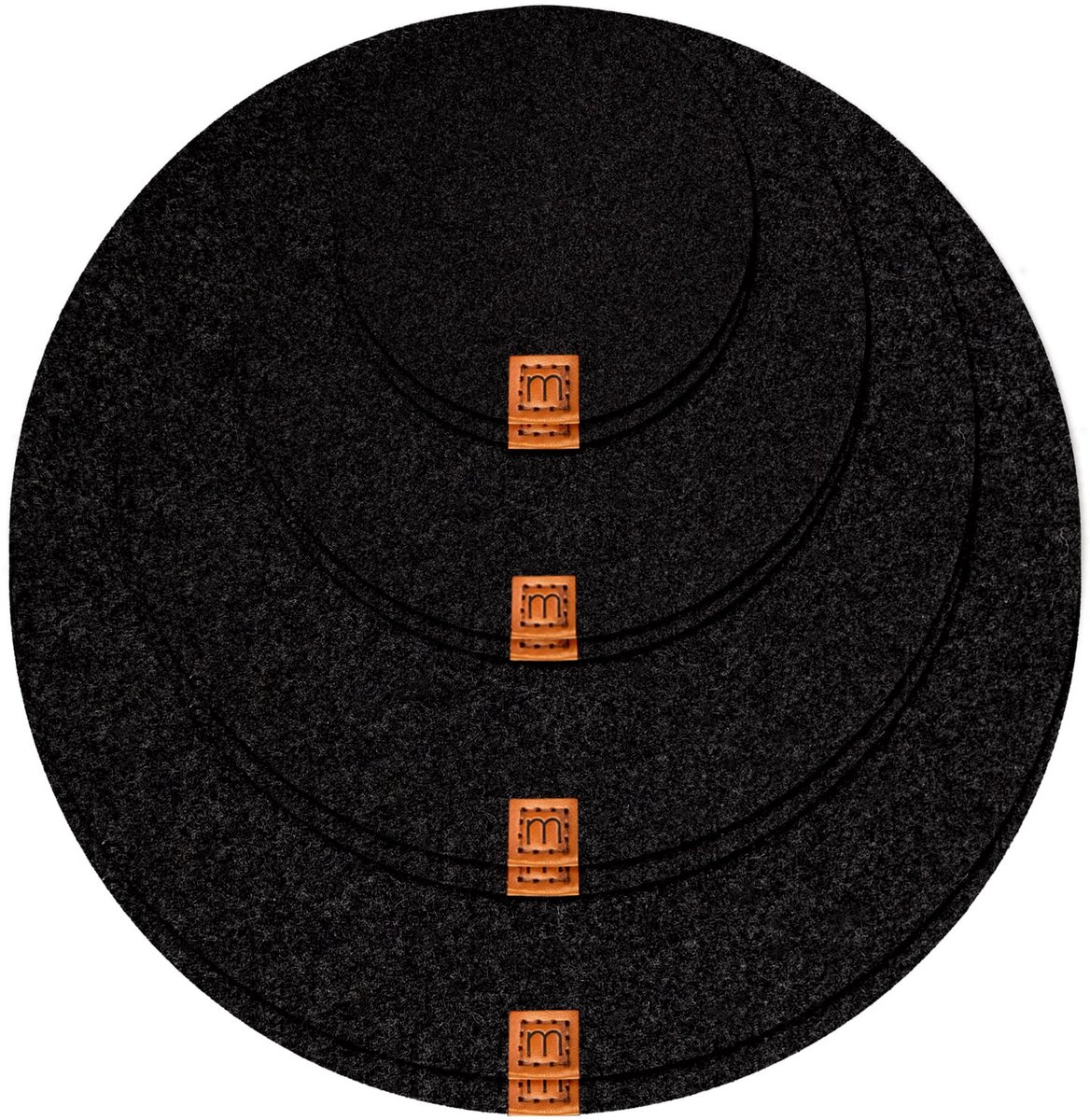 Design vilten onderzetters rond voor vazen of onderzetters - set van 8 - 10 cm / 15 cm / 20 cm / 25 cm - vilten onderzetters in zwart voor dranken, kopjes, bar, glas - premium tafelonderzetters