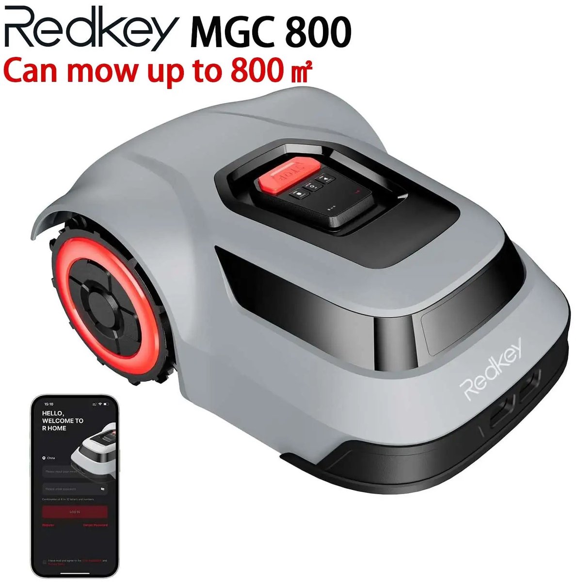 Afbeelding 2 van Maison Nordique - Robotmaaier - Grasmaaier - Robotgrasmaaiers - Automatische - Tot max 800m2 - 20cm maaibreedte - App control - Stil in gebruik - Grijs