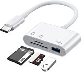 Ibley SD Kaartlezer USB‑C – MicroSD & SD – USB 3.0 – Voor iPhone 15, iPad, Windows & Android - Wit