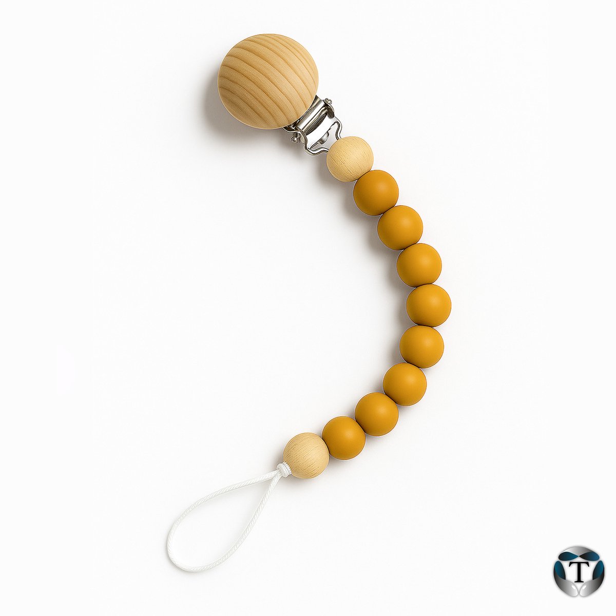 Speenkoord | Fopspeenkoord | Hulpmiddel Speen | Kralen | Oker | Silicoon | Hout | Houten Clip | Babyshower | Kraamcadeau | Jongen & Meisje | Baby | Speen | Speenketting | TheOldOmen |