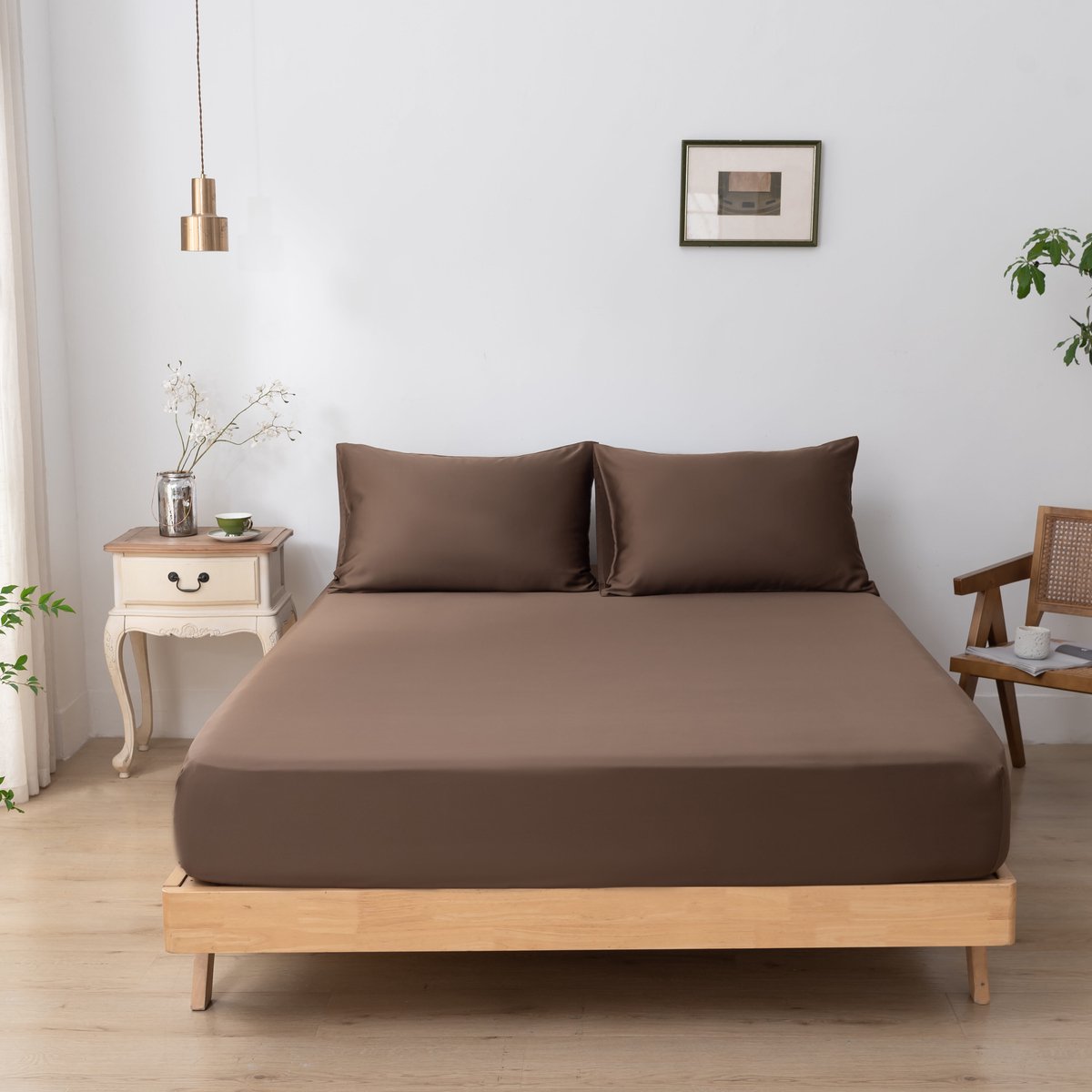 Bamboe hoeslaken Coffee Brown donkerbruin 140x200 cm – Standaard matras, zacht, ademend & hypoallergeen | Boomba Bamboo®