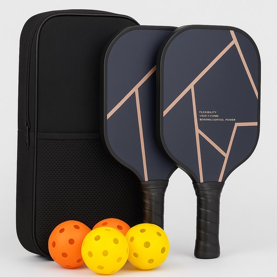SPORTNOW Pickleball Set Met 4 Rackets, 4 Ballen, Draagtas - Voor Binnen en Buiten, Tieners en Volwassenen
