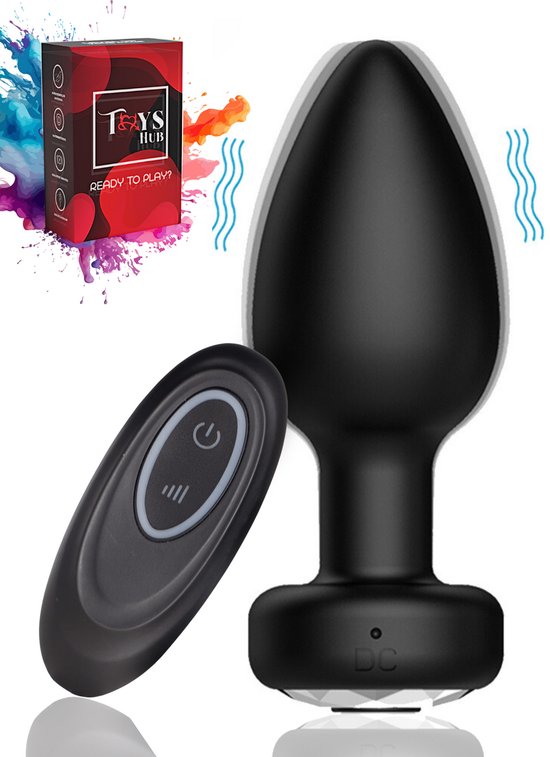 Toys Hub® Vibrerende Buttplug met Afstandsbediening - Ebook Anaal Genot - 10 Vibraties - Voor Mannen & Vrouwen - Waterproof - Vibrator - Buttplugs - Anaal Plug - Sex Toys - Siliconen - Zwart