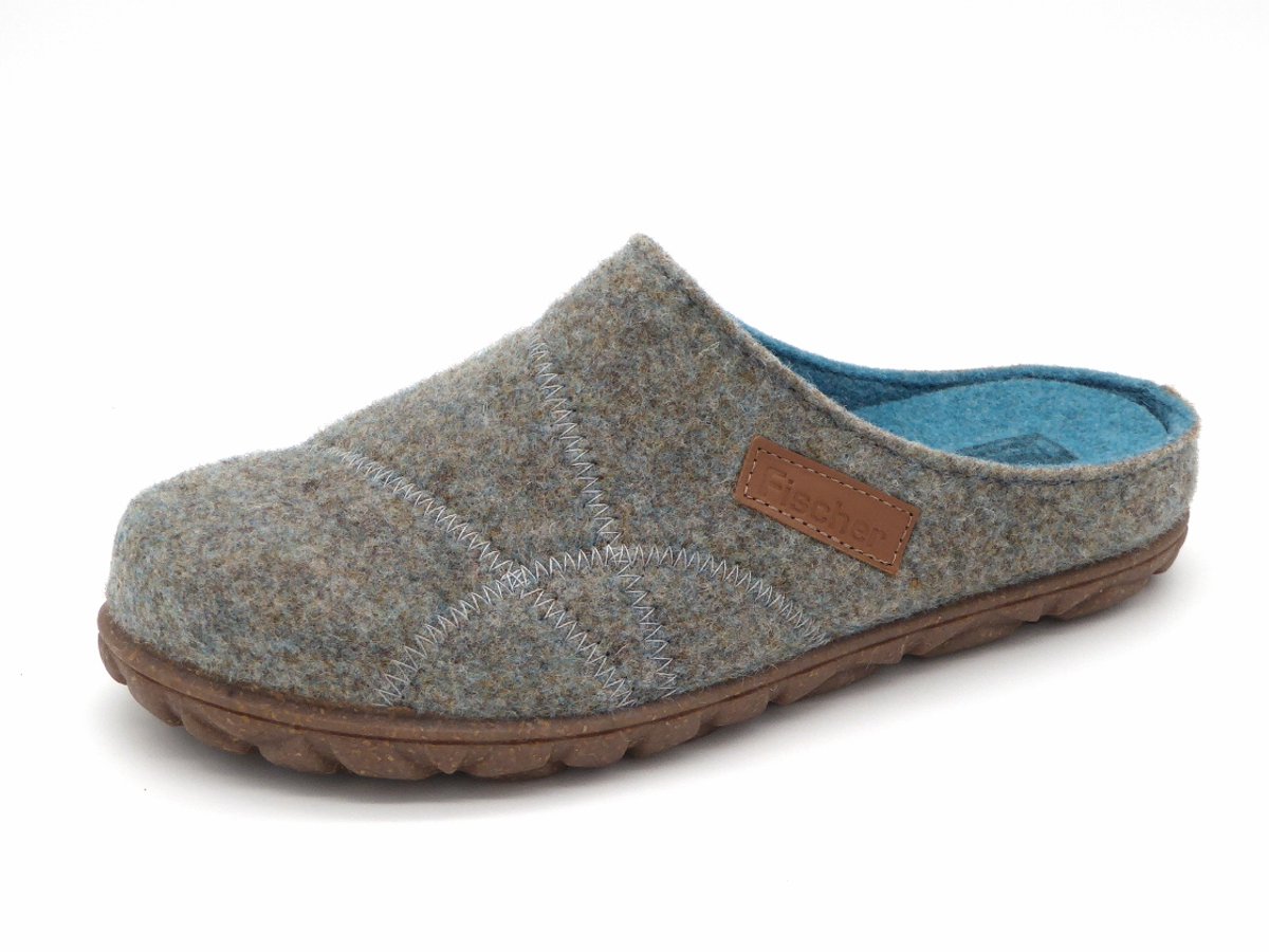 Fischer Dames Pantoffel Muil - 205640-404 Turquoise - Maat 39