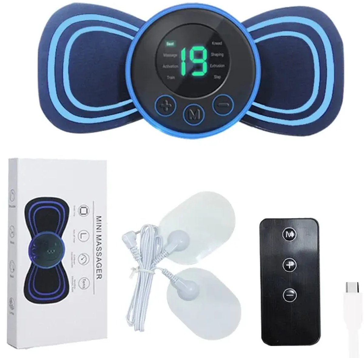 Nekmassager Draagbare elektrische intelligente patch voor rug - schoudermassager - 6 pads - afstandsbediening