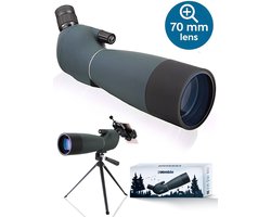 Zoomble® Spotting Scope met Afstandsbediening & Ebook - 25-75x70 - Inclusief Draagtas, Statief & Telefoonhouder - Voor Vogelspotten, Natuur, Outdoor & Jagen - Monoculair - 25x75 Zoom - Monokijker
