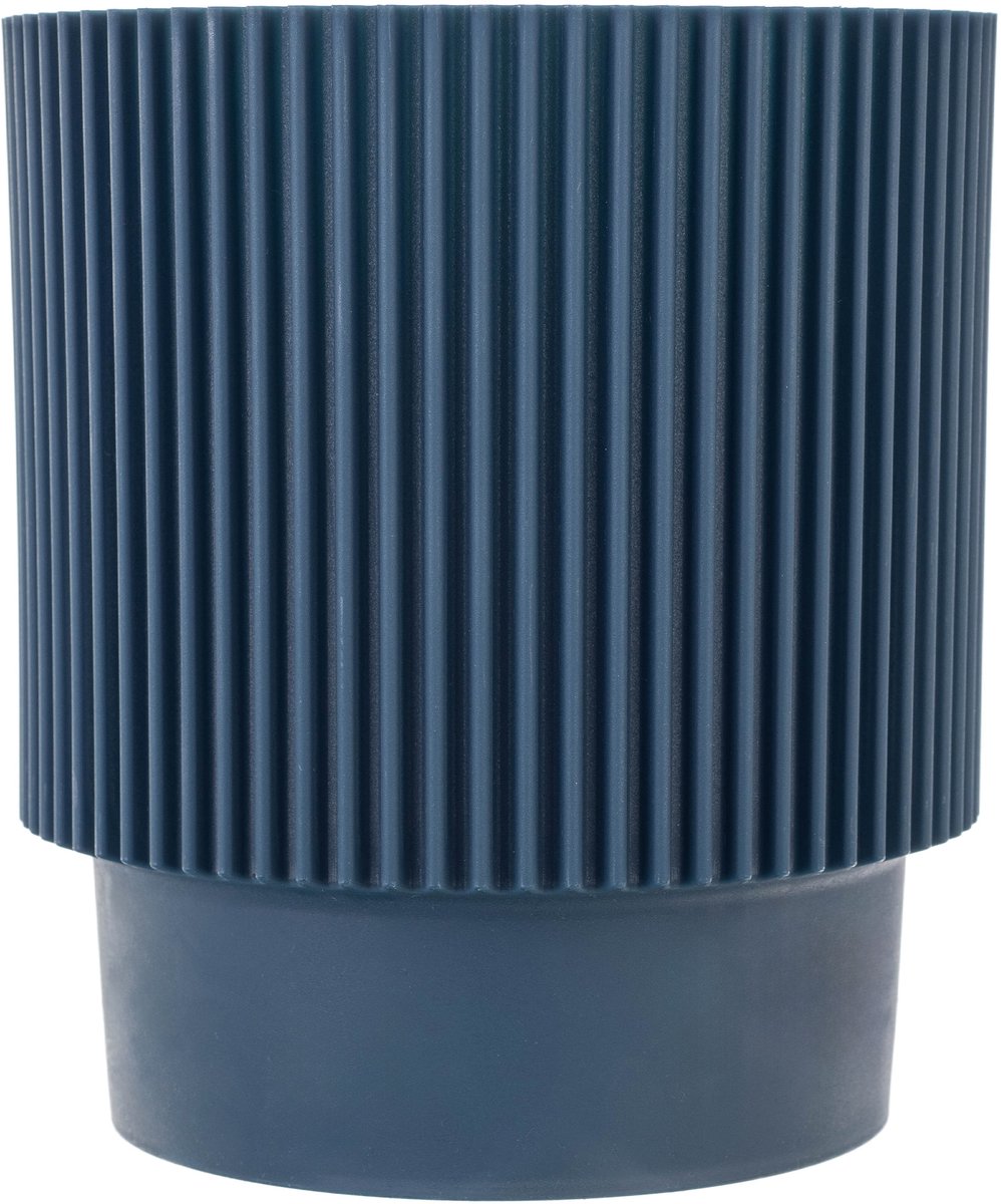 Pot De Fleurs Décoratif En Plastique – Rond, Bleu Foncé 18cm – Pour Intérieur Et Extérieur – Résistant Aux UV Et Aux Intempéries