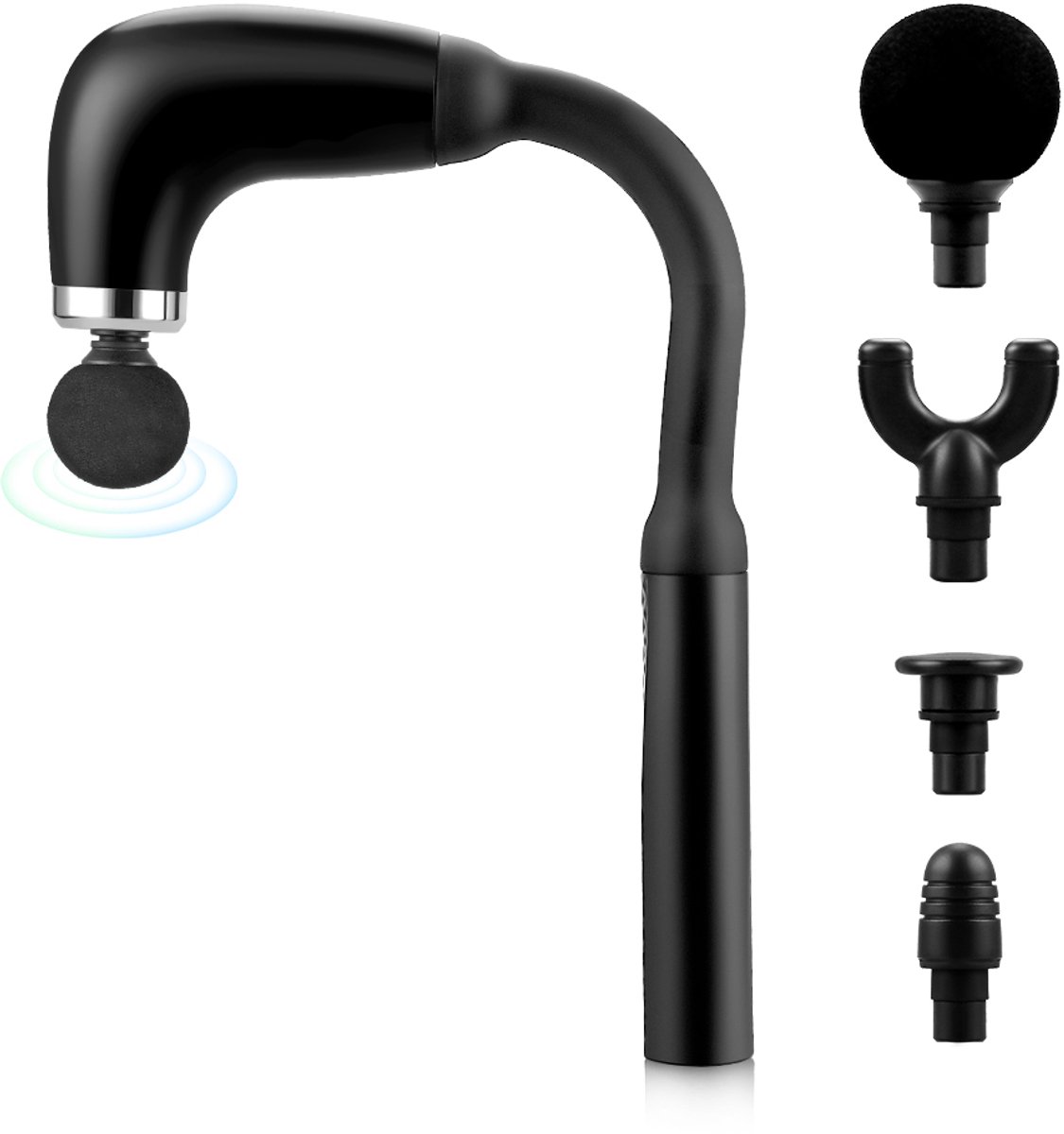 Afbeelding 2 van Massage Pistool U-vormige rugmassage voor pijnverlichting, 4 massage-opzetstukken, 6 intensiteitsniveaus, voor alle spiergroepen