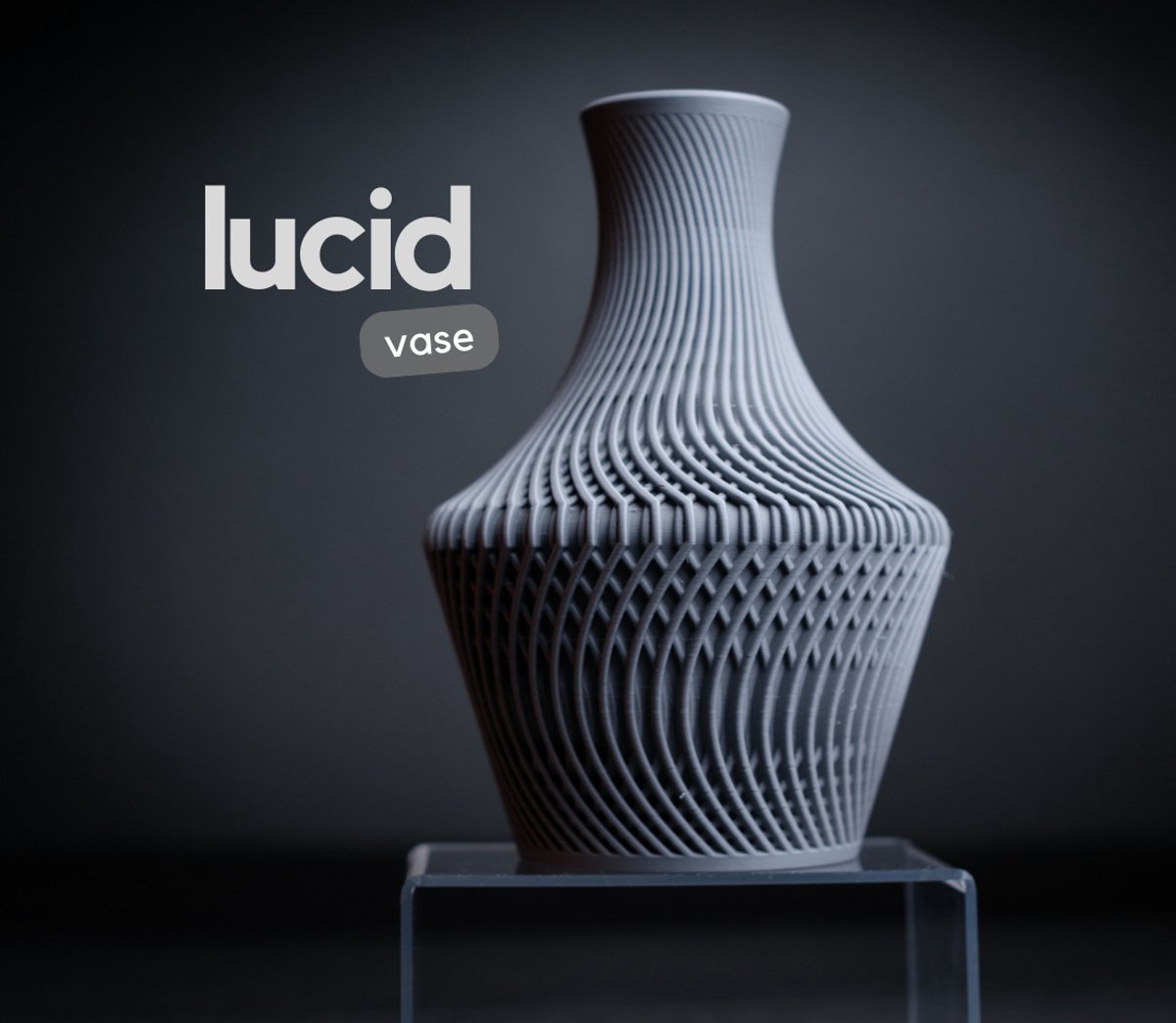 Morphitoys Lucid – Vaas – Design Vaas– PETG – Zilver – 24 cm Hoog