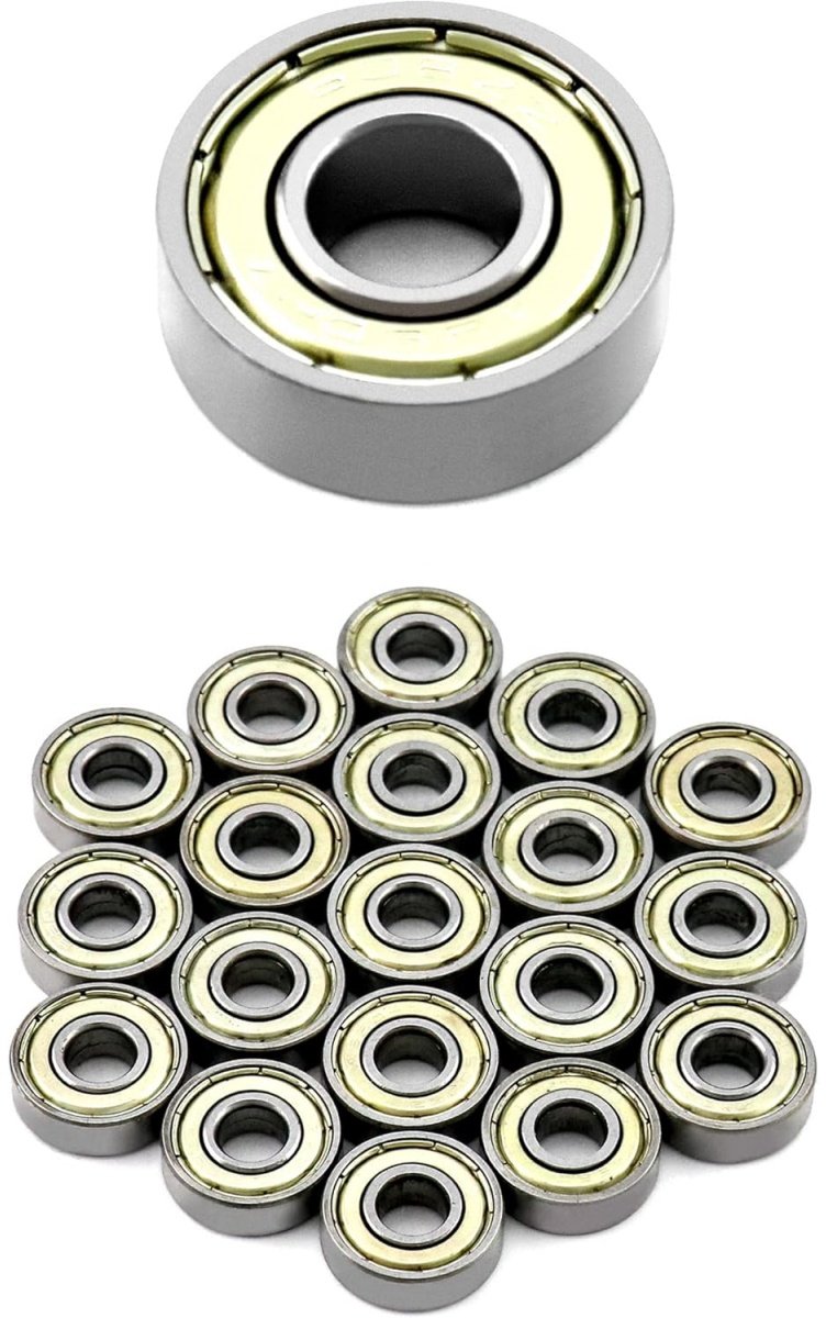 EXCITAT 20 stuks Lagers Diepgroefkogellagers Roestvrij staal Geschikt voor skateboards scooters en inline skates 8*22*7mm Zilver