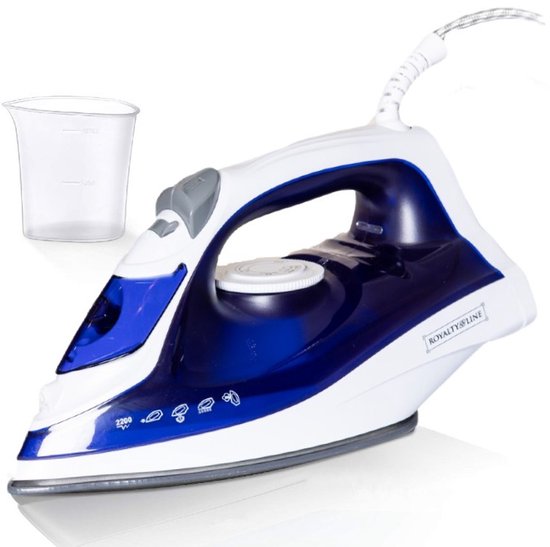 Royalty Line® DB15413 Strijkijzer - Stoomstrijkijzer - 2200W - Iron Met 350ml Watertank - Stoomstrijkijzers Met Keramische Zoolplaat - Stoomstootfunctie - Blauw