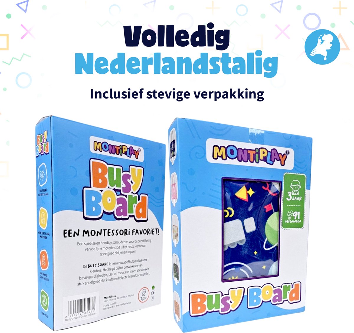 MontiPlay® Montessori Speelgoed - Sensorisch Speelgoed - Busy Board - Montessori Activiteitenboek - Educatief Speelgoed - Reisspeelgoed - Activiteitenbord - Senso Motorisch Speelgoed - Speelgoed voor in de Auto — afbeelding 9