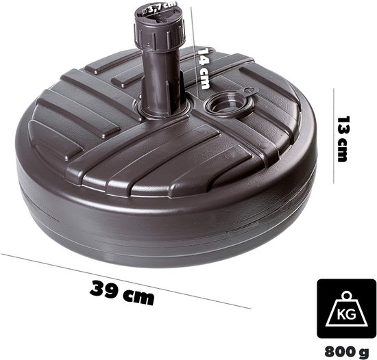 KADAX Parasolstandaard – 4-delige Vulsets Met Water Of Zand – Tot 60 Liter Gewicht – Stabiel, Weerbestendig & Compact Opbergbaar – Voor Tuin, Terras & Balkon