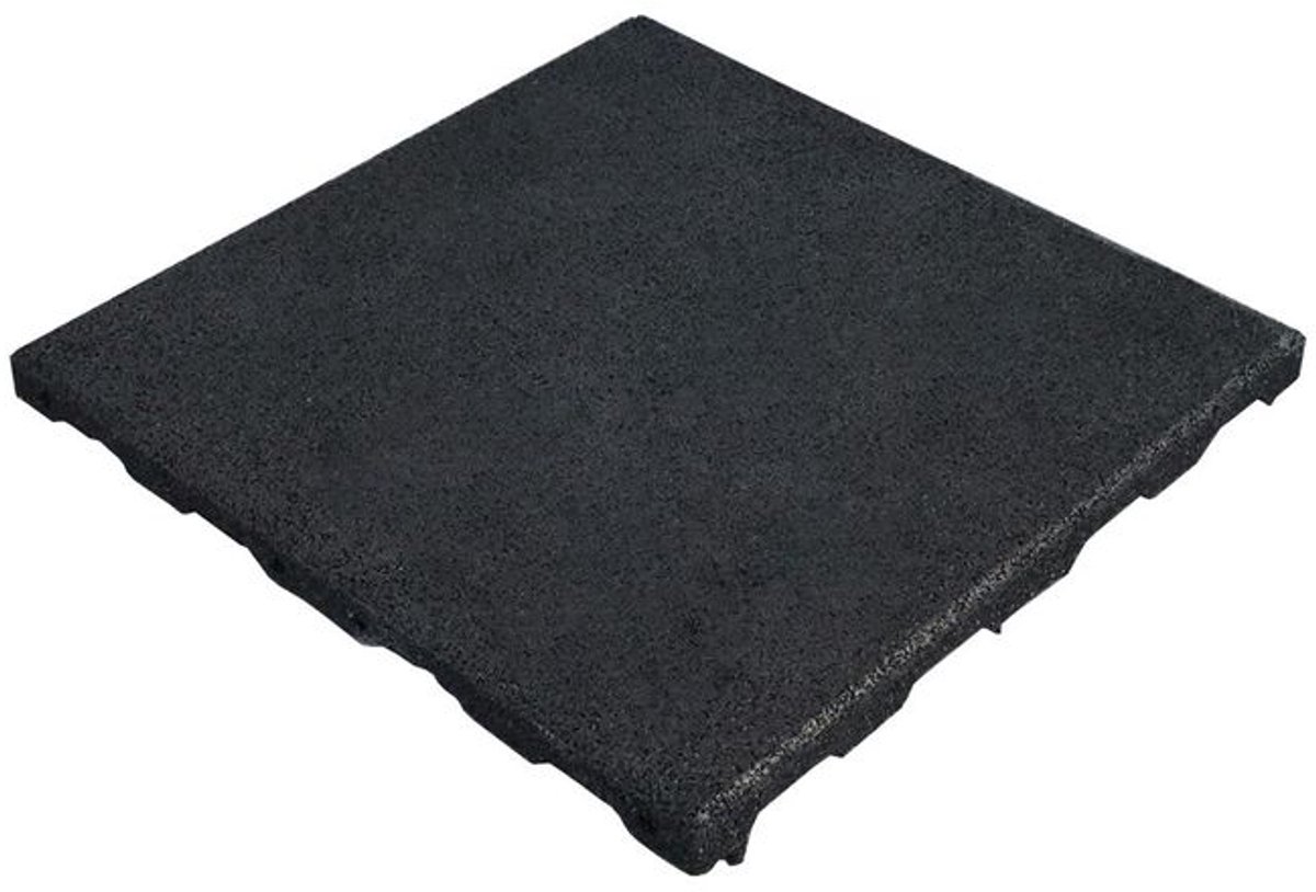 Gombase - Rubber tegel met EPDM toplaag 45 mm - 50 x 50 cm - Zwart (RAL 9004) - Cfl-S1 Merk: GOMBASE
