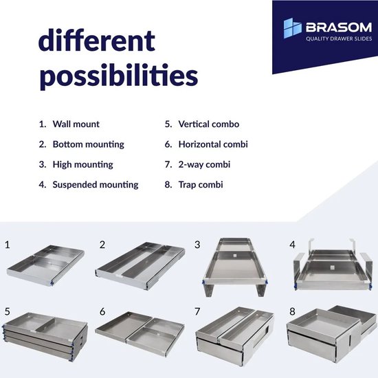 Set de glissières de tiroir + supports de tiroir 30 cm 12" entièrement extensibles et capacité de charge de 250 kg 2 pièces. glissières de tiroir de camping-car robustes 300 mm 12 pouces support de tiroir en aluminium à angle droit