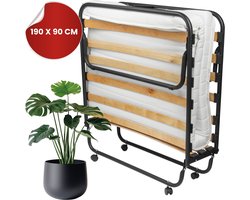 Troonz® Logeerbed Venetia Deluxe 90x190 cm – Vouwbed met Matras - Opklapbed 1 persoons - Met beschermhoes