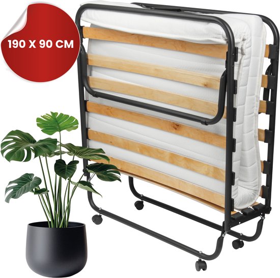 Troonz® Logeerbed Venetia Deluxe 90x190 cm – Vouwbed met Matras - Opklapbed 1 persoons - Met beschermhoes