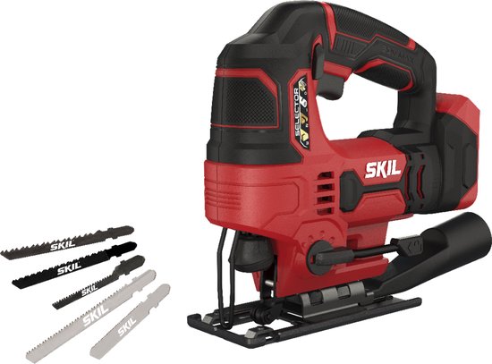 SKIL Scie sauteuse sans fil 20V - Avec lames pour bois et métal - Softgrip - Lampe LED - Lames de scie et adaptateur aspirateur inclus - Livrée sans batterie - Skil 3420 CA